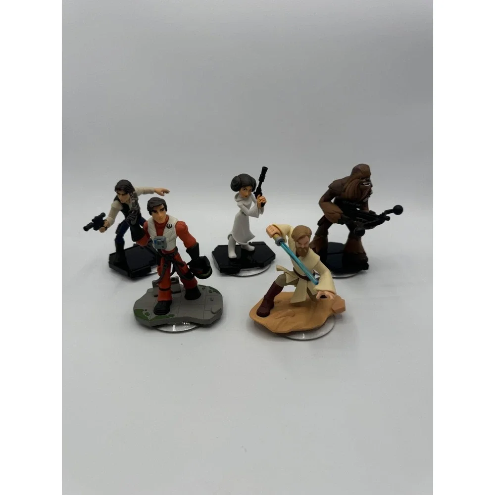 Disney Infinity Star Wars Lot of 5 Han Solo Leia Chewbacca Obi Wan Toy Set USED